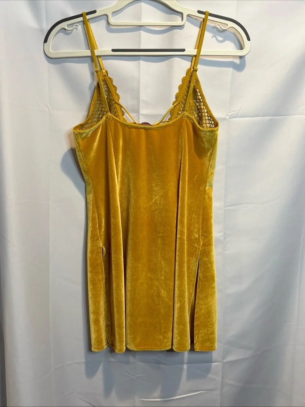 Savage X Fenty Mustard Velvet Lace-Trim Slip